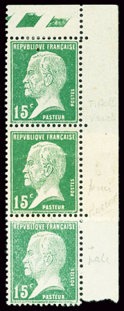 N°171a 15c vert, variété impression sur raccord sur