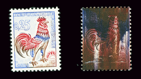 N°1331i 25c coq, variété impression maculée, **, TB.