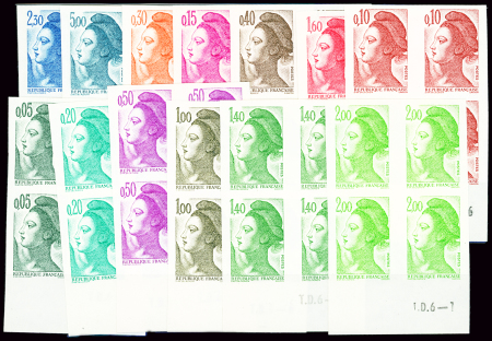 N°2178/2190 Type Liberté, non dentelé en blocs de 4