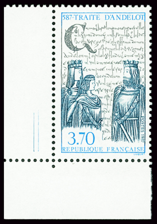 N°2500b 3f70 Traité d'Andelot, variété sans le bleu