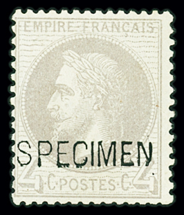 N°27Bf 4c gris Type II, surchargé SPECIMEN, neuf sg,