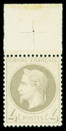 N°27Bb 4c gris jaunâtre Type II, bord de feuille avec