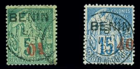 N°14 et 15 01 sur 5 c vert et 40 sur 15 c bleu obl.,