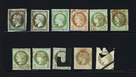 1854-1875,Sélection de 11 timbres (n°11/19/20/27/50/51)