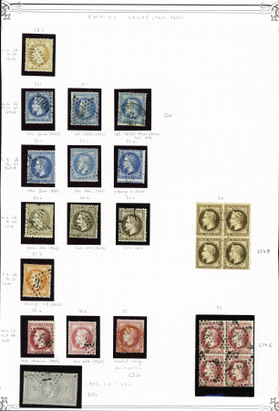 1854-1874, Sélection de 154 timbres avec oblitérations