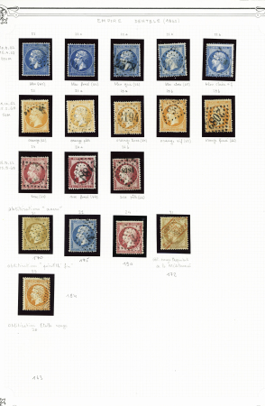 1854-1874, Sélection de 154 timbres avec oblitérations