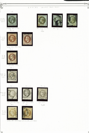 1854-1874, Sélection de 154 timbres avec oblitérations