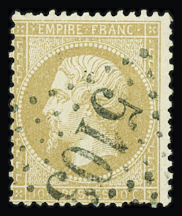 VARNA N°21 10c bistre, obl. GC 5103, , deux dents courtes,