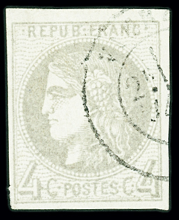 N°41B 4c gris Report 2, obl. càd T17 propre, TTB