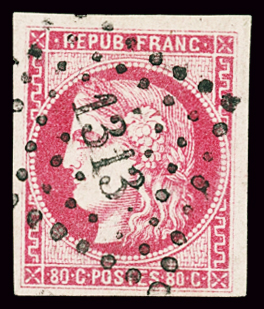 N°49 80c rose, obl. Petits chiffres du Gros Chiffres