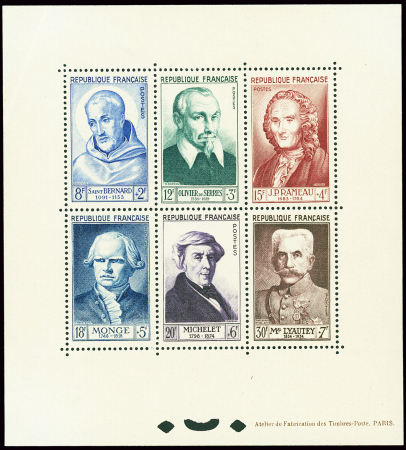 N°945 à 950 Série Lyautey, Célébrités 1953, neufs **,