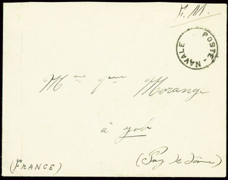 Lettre en franchise avec cAD rond "poste navale" sans bloc dateur (expédition en Norvège), au verso arrivée 18.5.1940. TB