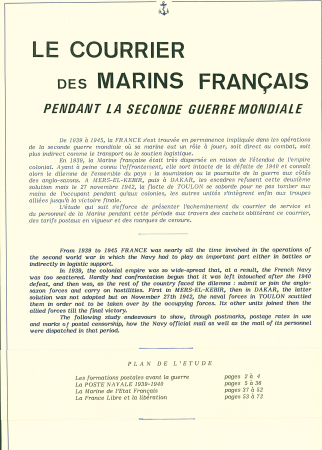 Collection de 145 plis "Le courrier des marins français pendant la seconde guerre mondiale". On note CPFM avec cachet "Censored DE Sénégalais french navy" (nov 44), nombreuses agences embarquées dont cuirassé l'Océan, cr