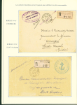 Collection de 145 plis "Le courrier des marins français pendant la seconde guerre mondiale". On note CPFM avec cachet "Censored DE Sénégalais french navy" (nov 44), nombreuses agences embarquées dont cuirassé l'Océan, cr