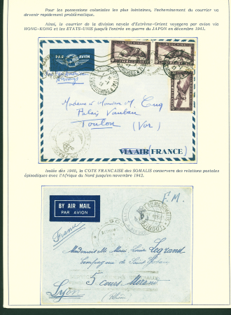 Collection de 145 plis "Le courrier des marins français pendant la seconde guerre mondiale". On note CPFM avec cachet "Censored DE Sénégalais french navy" (nov 44), nombreuses agences embarquées dont cuirassé l'Océan, cr