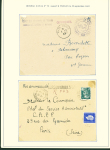 Collection de 145 plis "Le courrier des marins français pendant la seconde guerre mondiale". On note CPFM avec cachet "Censored DE Sénégalais french navy" (nov 44), nombreuses agences embarquées dont cuirassé l'Océan, cr