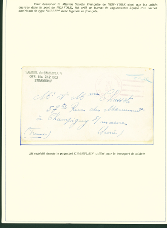 Collection de 145 plis "Le courrier des marins français pendant la seconde guerre mondiale". On note CPFM avec cachet "Censored DE Sénégalais french navy" (nov 44), nombreuses agences embarquées dont cuirassé l'Océan, cr