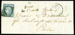 N°4 OBL grille + T15 Tannay (1851) + cursive "56 Brinon les Allemands", ind 21. TB