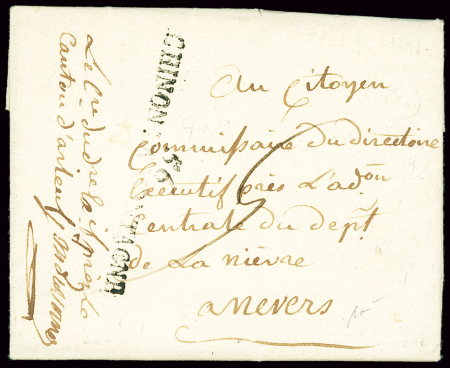 Lettre de l'An 6 avec MP "56 Chinon la Montagne" (nom révolutionnaire de Château Chinon), ind 20