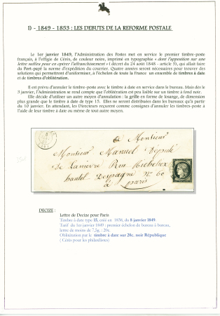 N+3 leg touché OBL CAD T15 "Decize (56)" (8 janv 49) répété à côté sur lettre. RR