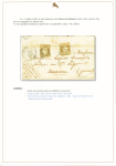 N°1, 10c bistre jaune, 2 pièces (pli d'archive) OBL grille + T14 Lormes (25 juin 1851) sur lettre au tarif militaire à 20c. Rare