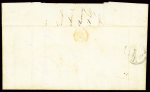 N°1, 10c bistre jaune, 2 pièces (pli d'archive) OBL grille + T14 Lormes (25 juin 1851) sur lettre au tarif militaire à 20c. Rare