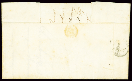 N°1, 10c bistre jaune, 2 pièces (pli d'archive) OBL grille + T14 Lormes (25 juin 1851) sur lettre au tarif militaire à 20c. Rare