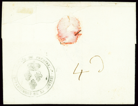 Lettre avec double cursive noire "56 Premery Nevers " + MP noire "P 56 P Nevers", nom du destinataire gratté mais belle associationrare, ind 18+