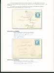 Sélection de 129 lettres classiques sur l'évolution de la poste dans le département de la Nièvre entre 1849 et 1876 joliment présentée sur feuilles d'exposition. Bonne qualité. On note un n°21 OBL "OR" sur lettre d'Anlez