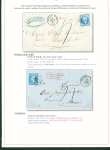 Sélection de 129 lettres classiques sur l'évolution de la poste dans le département de la Nièvre entre 1849 et 1876 joliment présentée sur feuilles d'exposition. Bonne qualité. On note un n°21 OBL "OR" sur lettre d'Anlez
