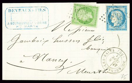 N°20 + 37 OBL GC 556 + T17 "Bourbonne-les-Bains (50)" (8 sept 71) sur lettre. TB