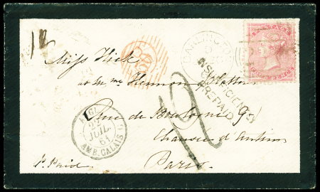 GB n°18 OBL "233" sur env. de deuil pour Paris entrée