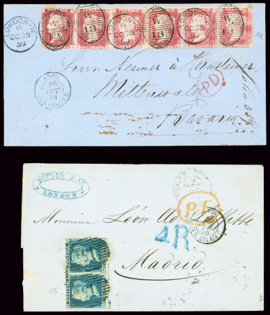 PAS-DE-CALAIS Deux lettres : GB n°14, bande de 6 OBL
