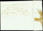 Lettre de Port au Prince pour Bordeaux avec marque d'entrée "Col par Lorient" (1790 - L12) et au verso mention manuscrite "acheminée par vos très humbles serveurs A. Longayrou & Cie", ind 16+. TB