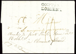 Lettre de Guyane (Cayenne) pour Clermont-Ferrand avec MP d'entrée "Col par Lorient" (1817 - ind 16) + taxe 10 manuscrite. TB