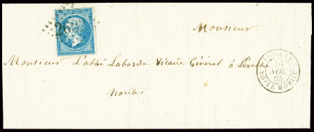 N°22 OBL GC 2602 + T15 "Lorient boite mobile" (1865) sur lettre pour Nantes, ind 22. TB