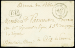 Guerre de 1870 : lettre avec CAD T17 "Auray (54)" (11 nov 70) + "PP" noir encadré + mention manuscrite "Armée du Rhin". TB