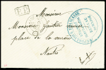 Lettre avec CAD T17 "Lorient (54)" + "PP" encadré noir et cachet bleu "République française régiment d'ARTie de marine - bureau du major". TB