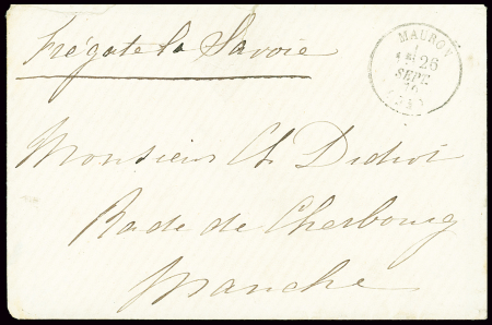 Lettre en franchise avec CAD T16 "Mauron (54)" (26 sept 70) + mention manuscrite "Frégate la Savoie". TB