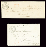 2 lettres avec CAD T17 "Napoléonville (54)" (27 et 29 oct 71) + "PP" rouge encadré dont l'une avec mention manuscrite "Armée de la Loire". TB