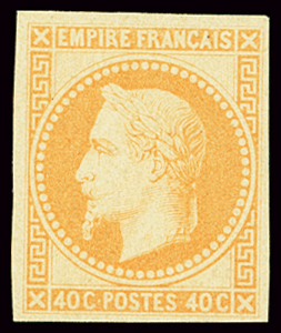 N°31c 40c orange, impression fine Rothschild, non dentelé,