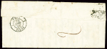 N°3 OBL grille + cursive "16 Chevanceaux" + dateur "A" (1850) sur lettre, ind 23. TB