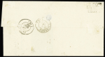 N°4 OBL grille + T14 Cozes (1850) sur lettre, ind 17. TB