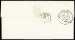 N°3 OBL grille + T15 Gemozac (1849) sur lettre, ind 18. TB
