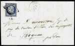 N°4 OBL grille + T15 Gemozac (1851) sur lettre, ind 16. TB