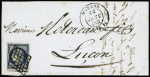N°4 OBL grille + T14 Marans (1851) sur lettre, ind 15. TB