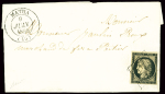 N°3 OBL grille + T14 Matha (1849) sur lettre, ind 18. TB