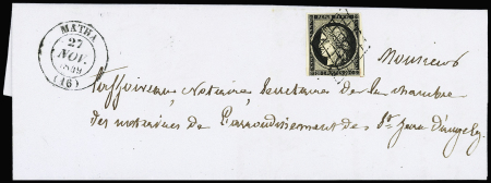 N°3 OBL grille + T14 Matha (1849) sur lettre, ind 18. Jolie pièce