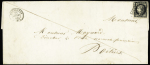 N°3 OBL grille + T15 Montguyon (21 janv 49) sur une grande lettre, ind 18. TB