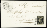 N°3 OBL grille + T15 Montguyon (1849) sur lettre, ind 18. TB